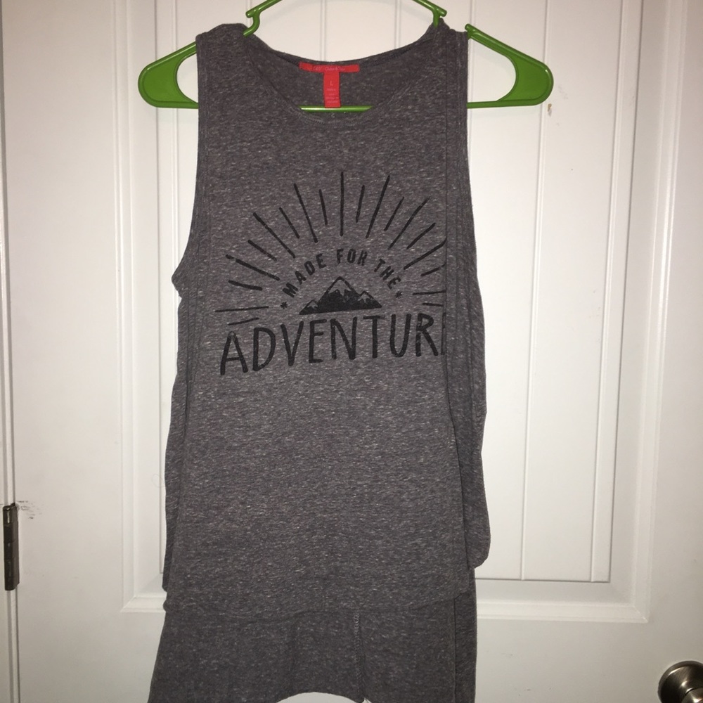 a gray tank top